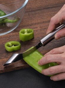 1pc Stainless Steel Chili Corer - Silver - View 3