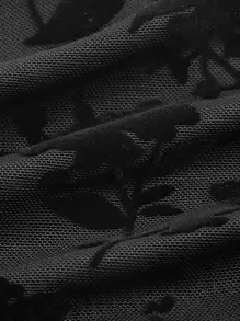 SHEIN MOD 印花前繫帶鐘形袖短款上衣