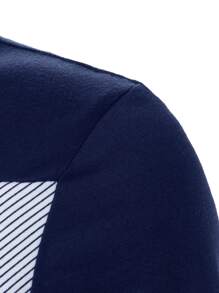 Manfinity Homme Men Striped Print Colourblock Polo Shirt - Blue and White - View 6