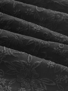 SHEIN MOD Jacquard Lace Up Front Flare Skirt - Black - View 3