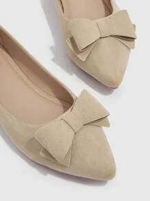 Giày bệt Nữ Nơ Bướm màu trơn Thanh lịch - Màu be - Xem 3