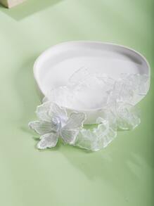 Flower Decor Bridal Garter Belt - White - View 4