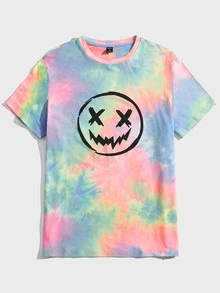 Manfinity Men Tie Dye Cartoon Graphic Tee - Multicolor - View 4