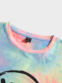 Manfinity Men Tie Dye Cartoon Graphic Tee - Multicolor - View 5