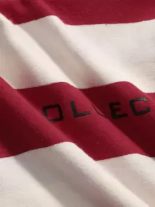 DAZY Camiseta Corta De Rayas Con Hombros Caídos - Rojo - Ver 3