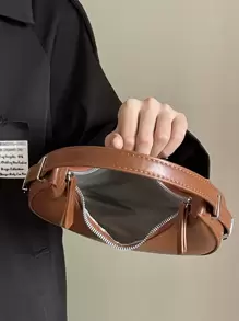 Minimalist Hobo Bag - Brown - View 5