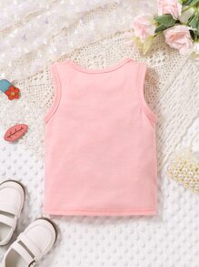 Baby Twist Hem Solid Tank Top - Baby Pink - View 2
