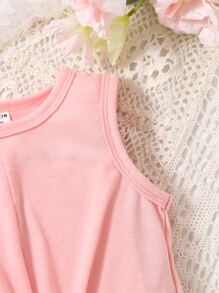 Baby Twist Hem Solid Tank Top - Baby Pink - View 4