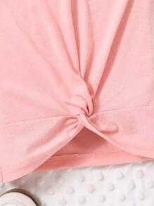 Baby Twist Hem Solid Tank Top - Baby Pink - View 5
