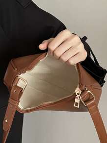 Minimalist Hobo Bag - Brown - View 3