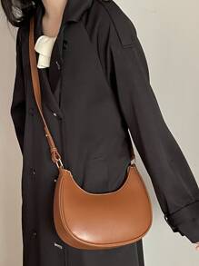 Minimalist Hobo Bag - Brown - View 4