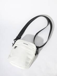 Bolsa cuadrada multifuncional mini para hombres con gráfico de letra, bolso de mano, bolsa escolar, bolso de hombro, bolsa de deporte, bolsa casual para estudiantes de secundaria y universidad, primera universidad, bolsa de viaje, bolso de mano, riñonera, bolsa de playa, bolsa de gimnasio, senderismo, regalos, gran capacidad, multifuncional, portátil, de moda, casual, vacaciones, regalo de Navidad para hombres, bolsa bandolera para camping, bolsas de verano, regreso a la escuela, bolsa de primavera, bolsa blanca, mochila, bolso cruzado, útiles escolares, monedero - Blanco - Ver 1