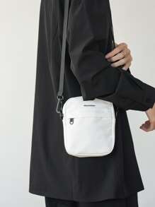 Bolsa cuadrada multifuncional mini para hombres con gráfico de letra, bolso de mano, bolsa escolar, bolso de hombro, bolsa de deporte, bolsa casual para estudiantes de secundaria y universidad, primera universidad, bolsa de viaje, bolso de mano, riñonera, bolsa de playa, bolsa de gimnasio, senderismo, regalos, gran capacidad, multifuncional, portátil, de moda, casual, vacaciones, regalo de Navidad para hombres, bolsa bandolera para camping, bolsas de verano, regreso a la escuela, bolsa de primavera, bolsa blanca, mochila, bolso cruzado, útiles escolares, monedero - Blanco - Ver 8