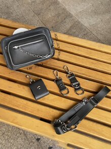 Túi Crossbody Nữ Chuỗi màu trơn Có thể điều chỉnh được không giớ tính - Xám - Xem 6