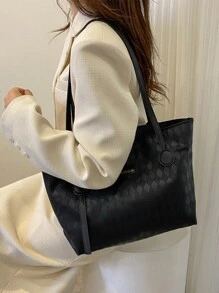 Túi Xách tay Nữ Lá thư Đôi tay cầm Thanh lịch - màu đen - Xem 3