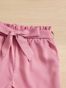 SHEIN Bộ hai mảnh Gái Thắt lưng Túi Xù Quần paper-bag Hoạt hình Dễ thương - Nhiều màu - Xem 4