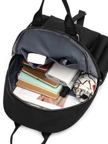 Rucsac ușor rezistent la apă, poate fi folosit ca geantă de mână, potrivit pentru femei, fete, mame pentru a transporta articole precum laptop, bunuri pentru cumpărături, sticle etc. Călători și lucrători de birou., Rechizite școlare, Rucsac de școală, Geantă de școală, Înapoi la școală, Rucsac pentru școală, Geantă de carte pentru școală, Capacitate mare, Potrivit pentru fete adolescente, femei, studenți, începători și lucrători cu guler alb, perfect pentru întoarcerea la școală ,Colegiu, Muncă, Afaceri, Navetă, Birou - Negru - Vizualizare 8