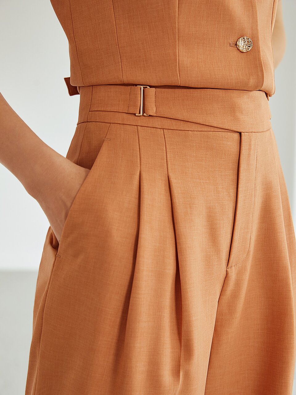 MOTF BELTED BUCKLE SUIT PANTS WITHOUT BELT