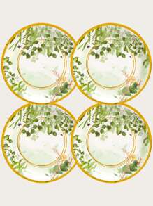 10 件/套一次性餐盘、7/9 英寸鼠尾草绿叶纸盘派对纸盘、绿叶新娘送礼会盘子、桉树婴儿送礼会装饰和鼠尾草绿生日装饰一次性纸盘 - 彩色 - 查看 2