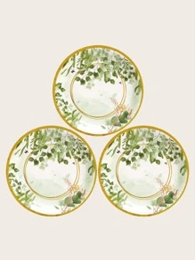 10 件/套一次性餐盘、7/9 英寸鼠尾草绿叶纸盘派对纸盘、绿叶新娘送礼会盘子、桉树婴儿送礼会装饰和鼠尾草绿生日装饰一次性纸盘 - 彩色 - 查看 5