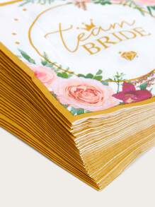 25pcs Floral & Letter Graphic Disposable Napkin - Multicolor - View 5