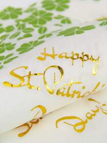 25pcs St. Patrick's Day Leaf Print Disposable Napkin - Multicolor - View 4
