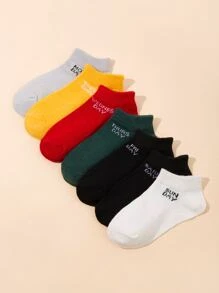 7 Paar/Set Kinder Bunte Alltagssocken Mit Wochentags-design Frühling/sommer Freizeitsocken