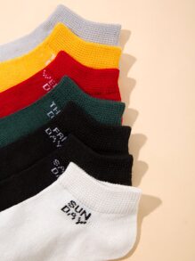 7 Paar/Set Kinder Bunte Alltagssocken Mit Wochentags-design Frühling/sommer Freizeitsocken