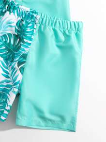 男孩熱帶圖案和服罩衫和沙灘褲