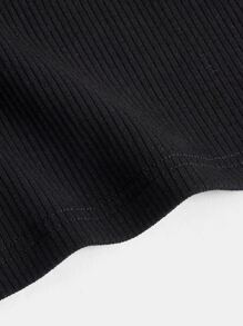 SHEIN BASICS Plus Ribbed Knit Bodycon Dress - Black - View 8