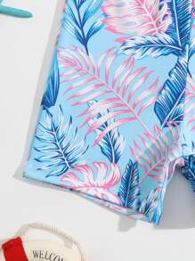 Boys Tropical Print Swim Shorts - Blue - View 3