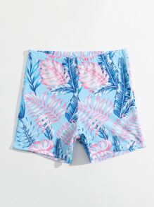 Boys Tropical Print Swim Shorts - Blue - View 1
