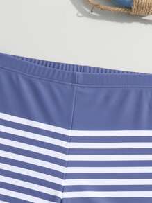 Boys Striped Swim Shorts - Blue and White - View 4