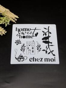 1入組字母和屋鏤空繪畫範本 - 白色 - 查看 1