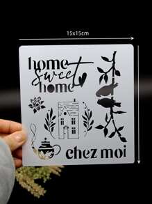 1入組字母和屋鏤空繪畫範本 - 白色 - 查看 2