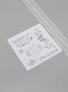 1入組字母和屋鏤空繪畫範本 - 白色 - 查看 3