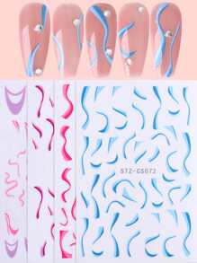 FULL BEAUTY 4sheets Striped Nail Art Sticker - Multicolor - View 1