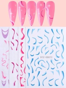 FULL BEAUTY 4sheets Striped Nail Art Sticker - Multicolor - View 2