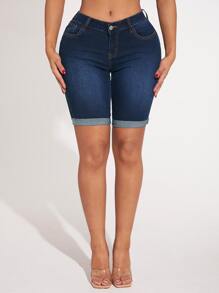 SHEIN SXY 卷邊牛仔短褲