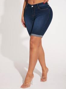 SHEIN SXY 卷邊牛仔短褲