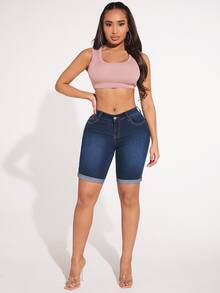 SHEIN SXY 卷邊牛仔短褲