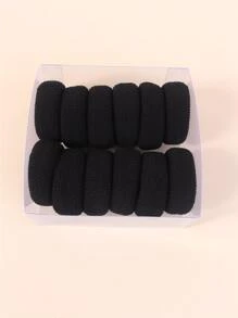 12入組素色髮圈 - 黑色 - 查看 4