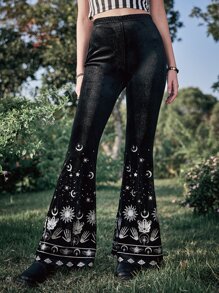 ROMWE Goth Quần nữ Thiên hà Lễ Các Thánh Thanh lịch - màu đen - Xem 1