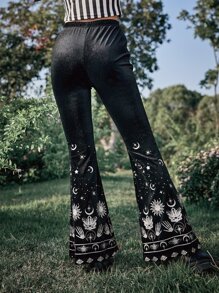 ROMWE Goth Quần nữ Thiên hà Lễ Các Thánh Thanh lịch - màu đen - Xem 6