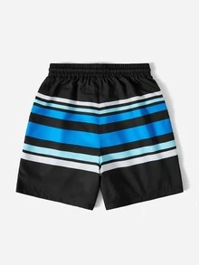 SHEIN Boys Striped Drawstring Waist Swim Shorts - Multicolor - View 2