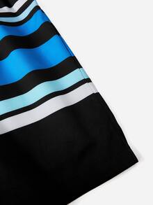 SHEIN Boys Striped Drawstring Waist Swim Shorts - Multicolor - View 3