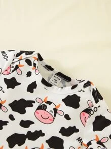 Baby Cow Print Jumpsuit - White - View 3