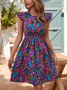 SHEIN VCAY Đầm Xù Hoa Tất cả trên in Boho - Nhiều màu - Xem 4