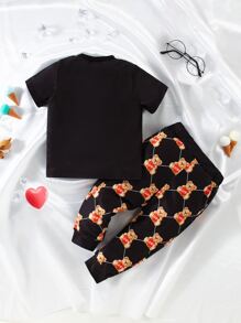 Bebé niño Pantalones deportivos con camiseta con estampado de oso