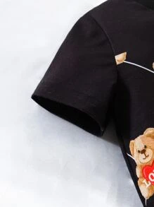 Bebé niño Pantalones deportivos con camiseta con estampado de oso